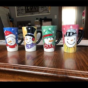 Vintage Christmas Snowmen mug set